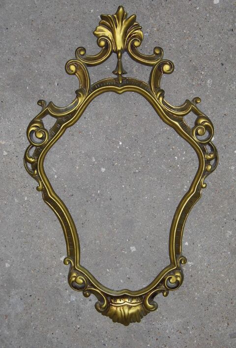 Ancien grand cadre de miroir baroque 75 x 46 cm glace vintage 45 Petite Synthe (59)