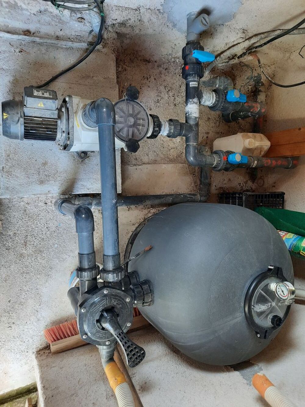 Pompe Puissante de Piscine + Ballon Filtre &agrave; Sable Jardin