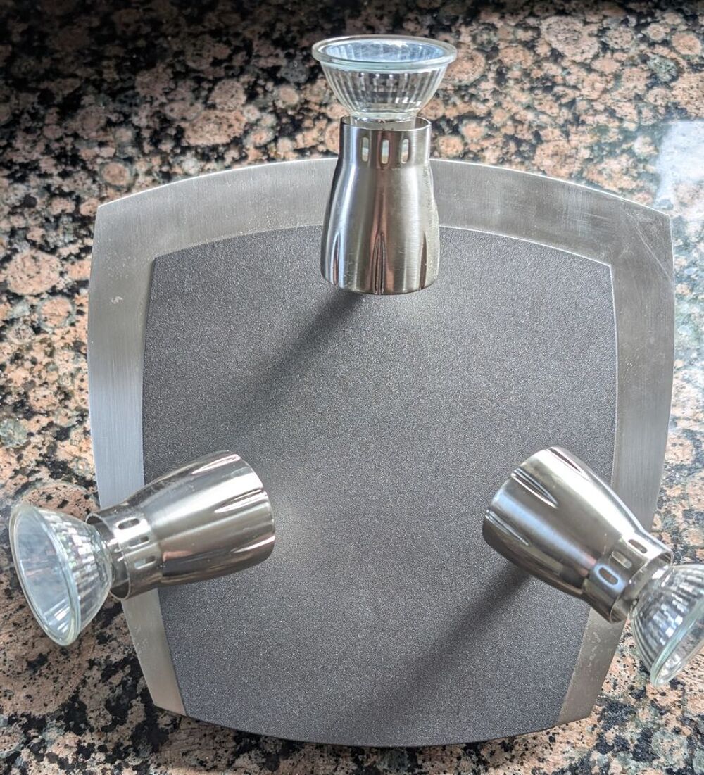 Plafonnier de couloir 3 lampes halog&egrave;nes GU10 orientables Décoration