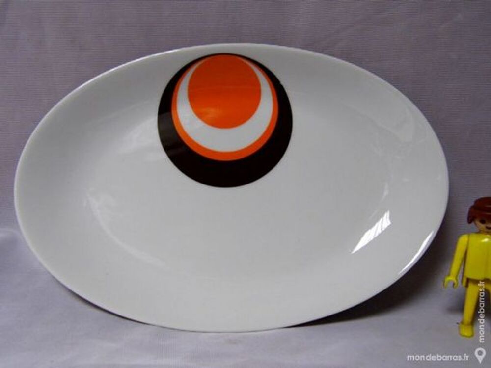 Plat vintage assiette orange ann&eacute;es 70 Décoration