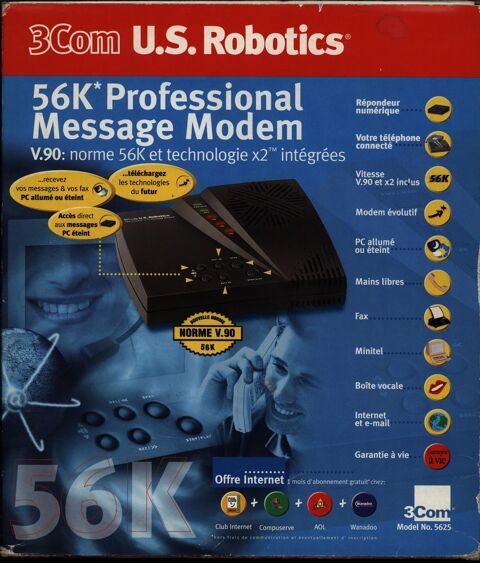 Modem 3Com US robotics
56 K Professional message modem
20 Sept�mes-les-Vallons (13)