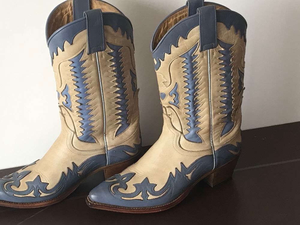 CowBoy Boots Santiag Vintage collector en cuir d&eacute;cor&eacute; Chaussures