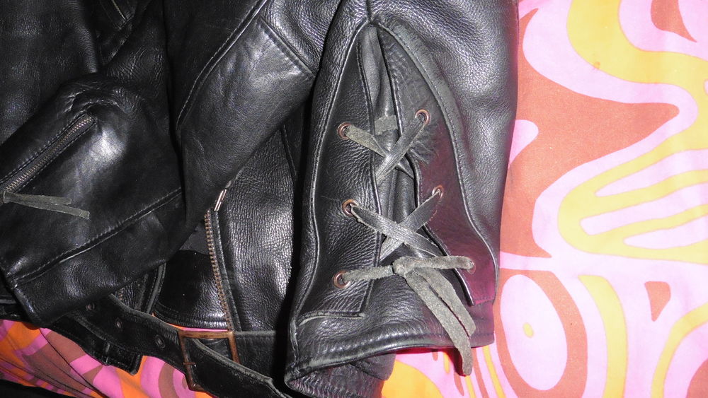 Blouson en cuir noir style vintage homme Vtements