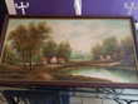 Grand tableau huile sur toile sign&eacute;e Dcoration