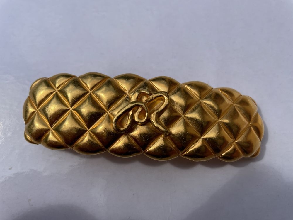 Barrette SR dor&eacute; rectangle bomb&eacute;e matelass&eacute;e SONIA RYKIEL Bijoux et montres