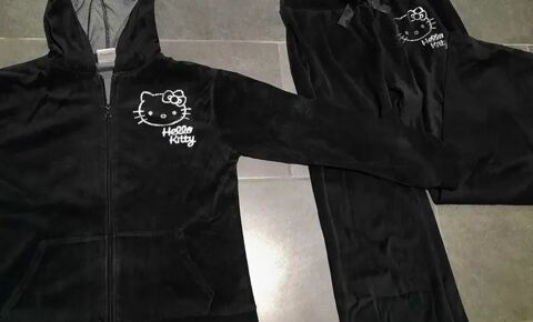 Pantalon et veste de dtente velours noire Hello kitty T 40 15 Domart-en-Ponthieu (80)
