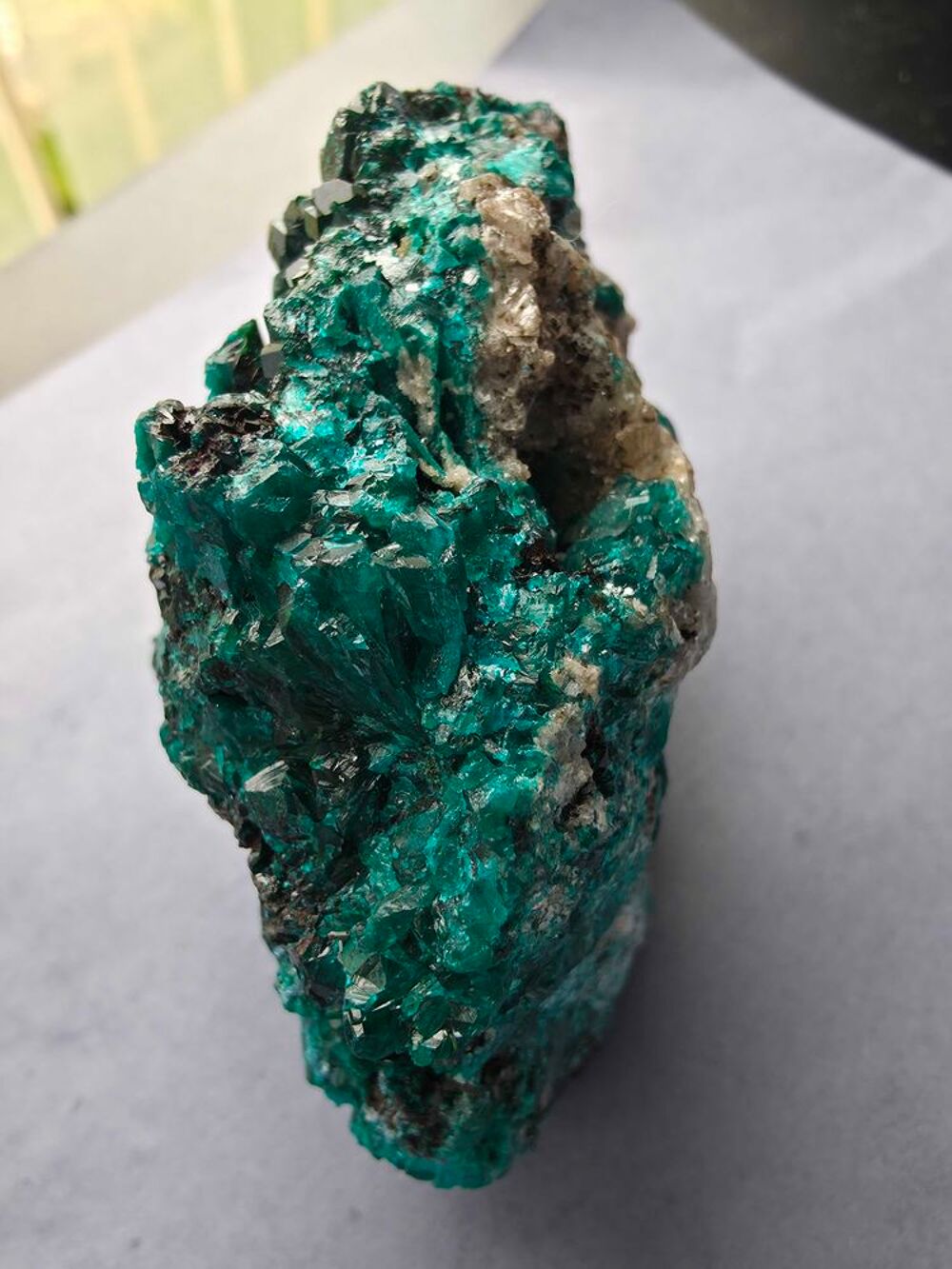 Pi&egrave;ce Unique : Dioptase Vert Emeraude et Quartz-Katanga RDC 