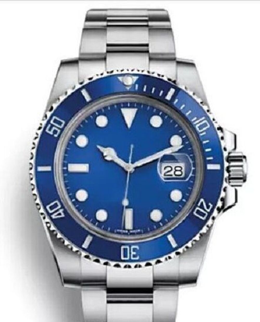 Montre Homme Automatique lunette c&eacute;ramique bleue + fond bleu Bijoux et montres