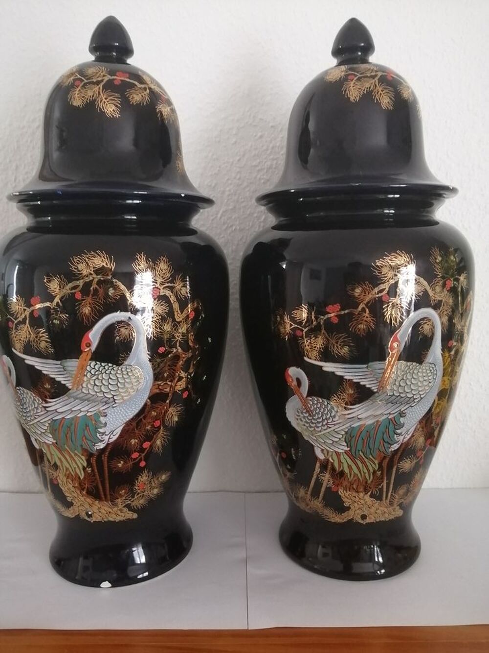 Lot de 2 Vases asiatique en fa&iuml;ence "D&eacute;cor exclusif s&eacute;lectio Décoration