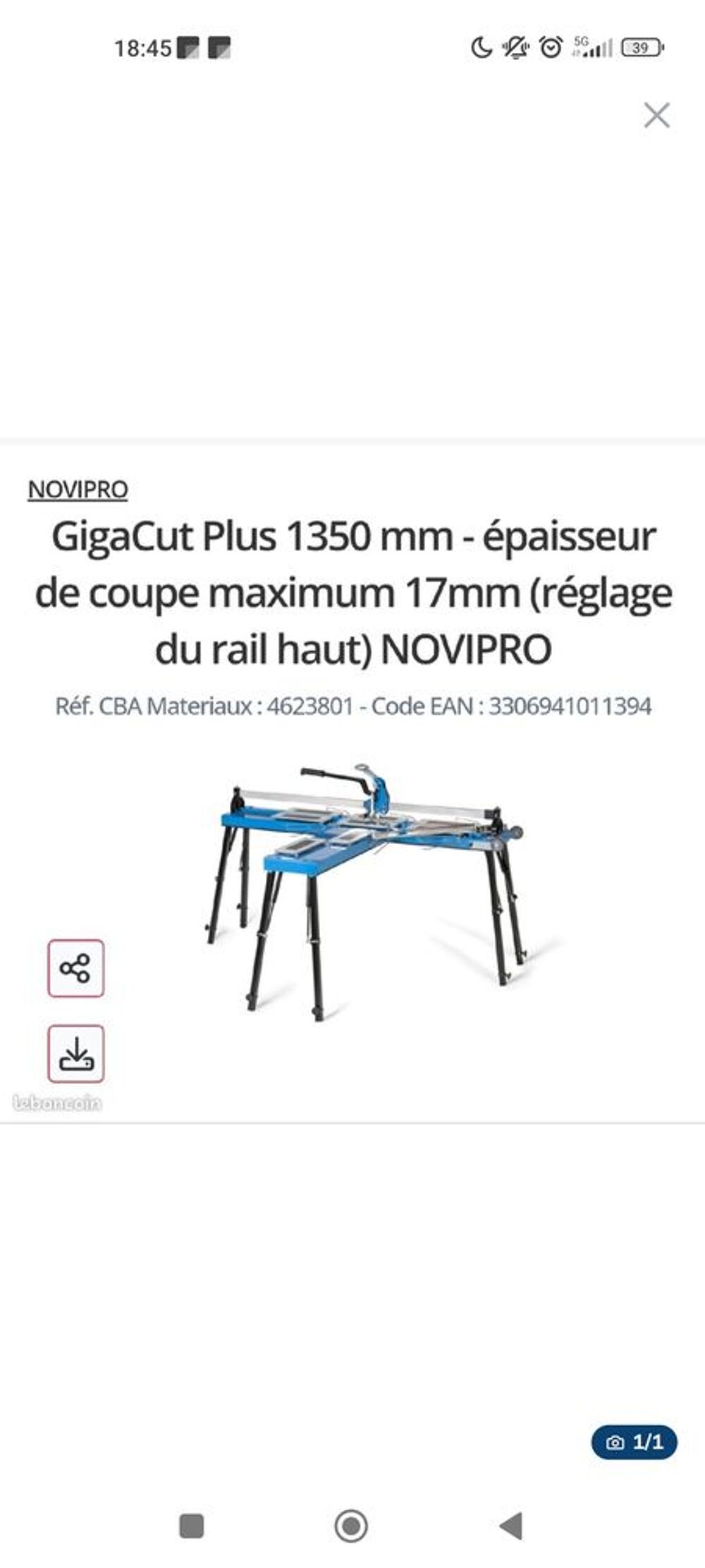 Coupe carreaux carlette sur table NOVIPRO Pieds escamotables Bricolage