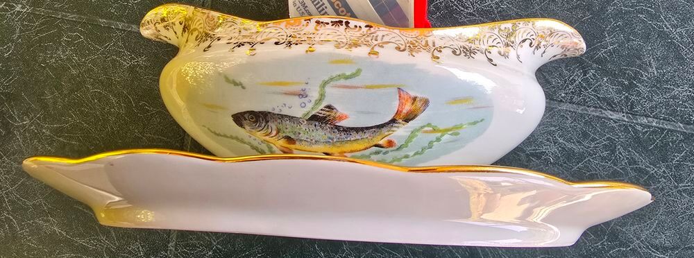 Service &agrave; poisson en porcelaine 1950 Cuisine