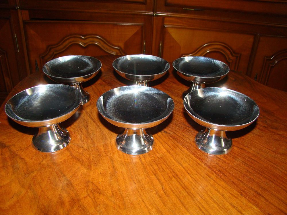 6 coupes &agrave; glace en inox massif Guy Degrenne vintage 1970 Cuisine