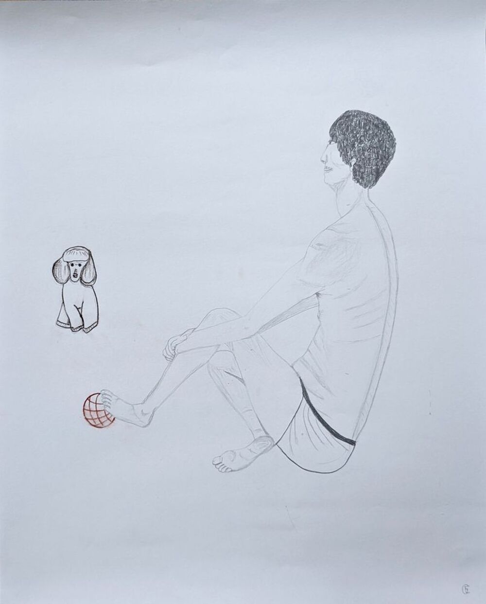 Dessin d'homme parlant &agrave; son chien Décoration