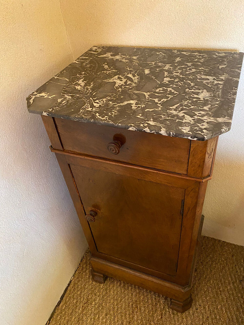 Table de chevet dessus marbre gris anthracite Meubles