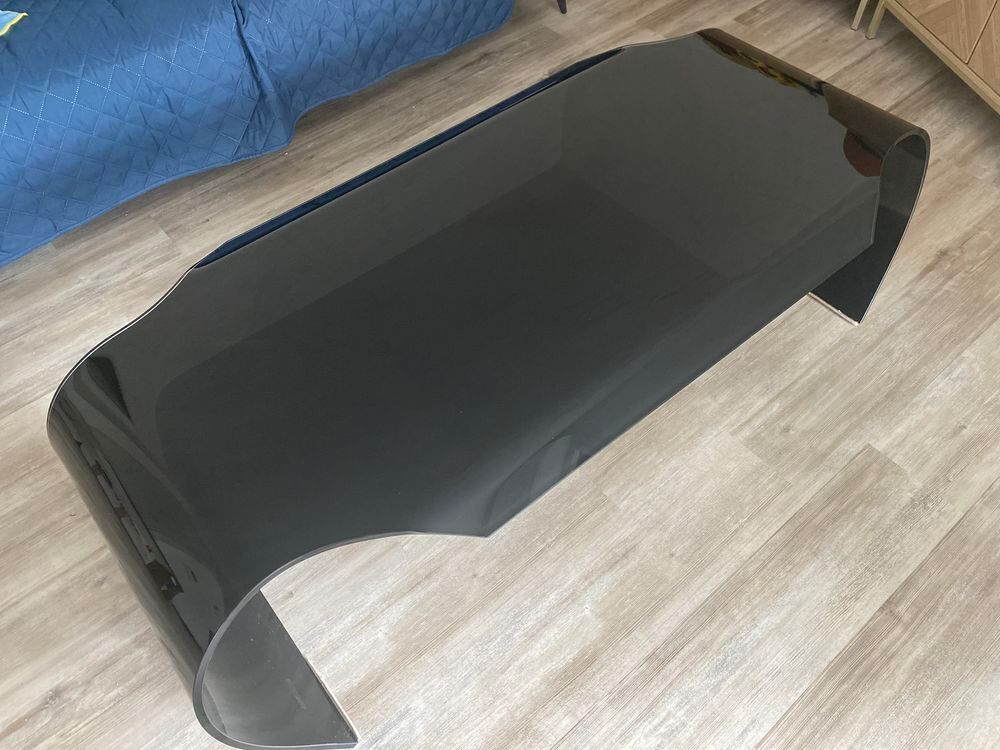 Table basse noir verre tremp&eacute; Meubles