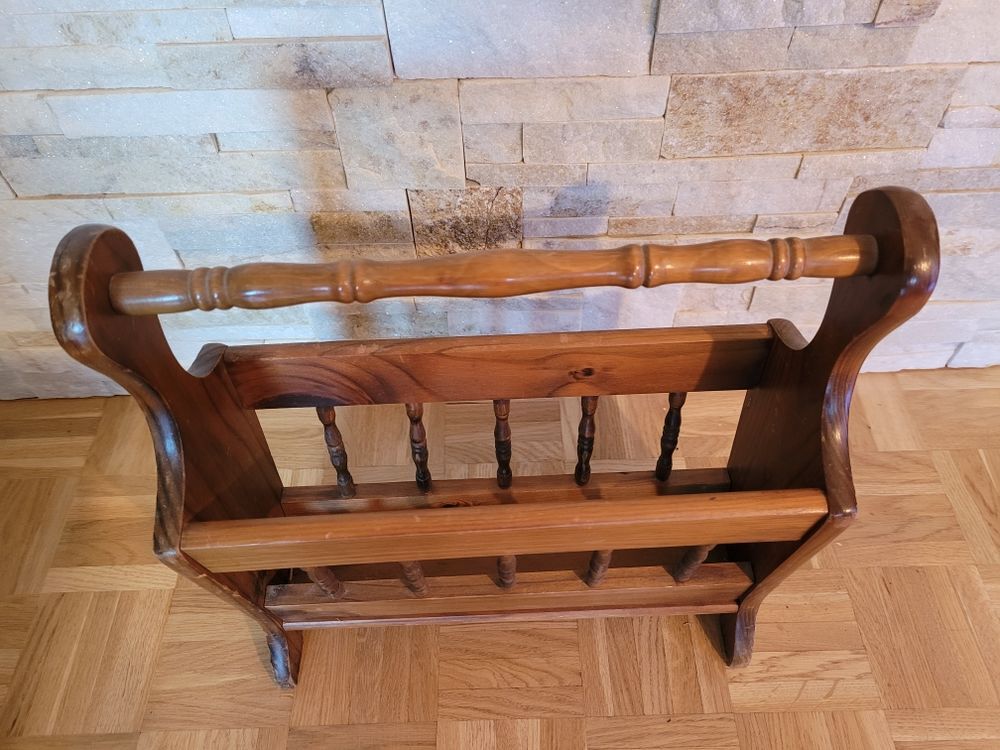 Porte-revues ancien bois Décoration