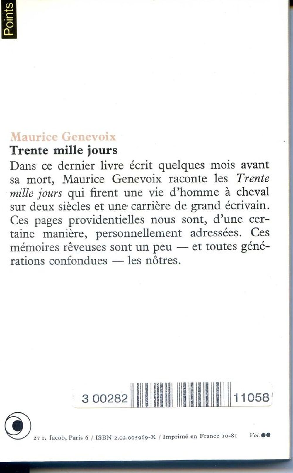 Trente mille jours - Maurice Genevoix, Livres et BD