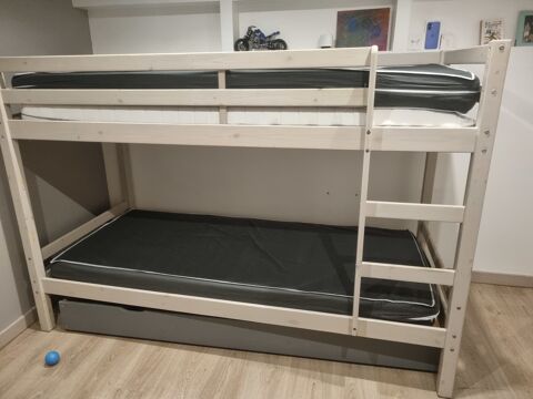 Lit superposé bois clair avec matelas 120 Ivry-sur-Seine (94)