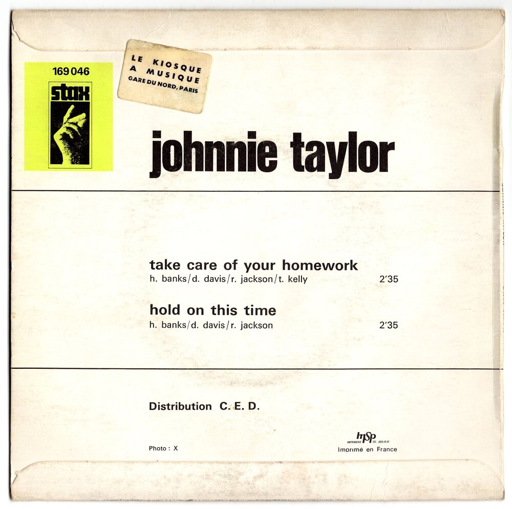 SP Johnny TAYLOR : Take care of your homework - 1969 CD et vinyles