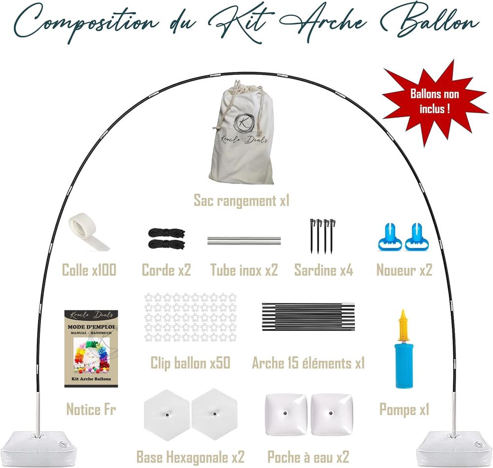 kit arche ballon KROCLO DEALS - 2,74 x 3,05 m - Mariage, Ann Dcoration