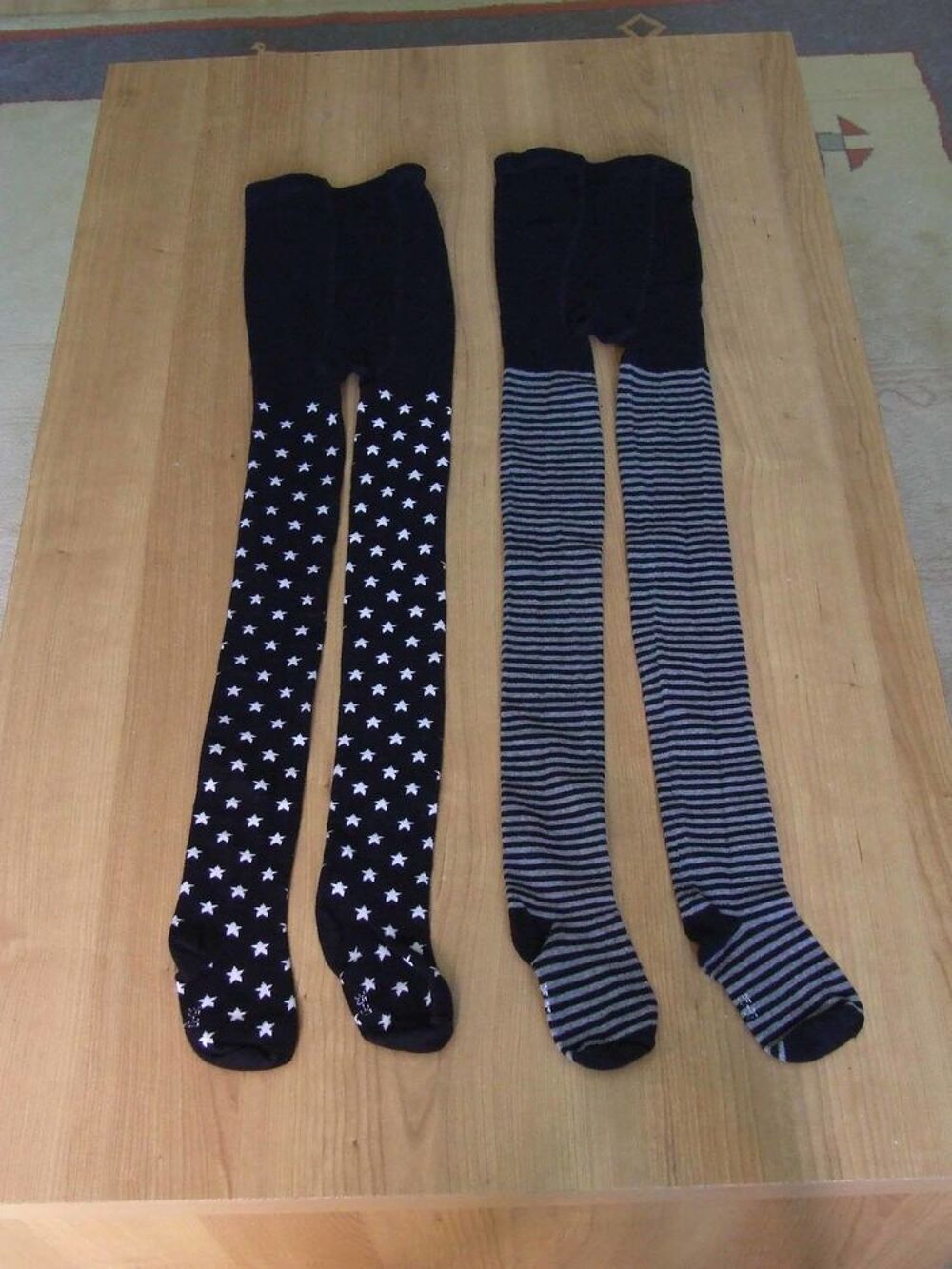 Lot 39, 2 collants, coton, LA HALLE, Noir, P. 35 37, NEUF Vêtements enfants