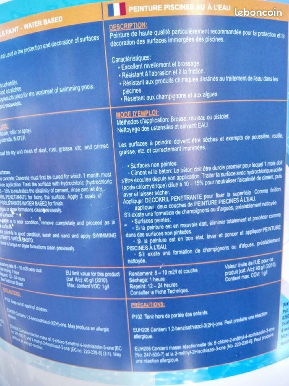 peinture piscine b&eacute;ton bleu azure pot de 15 litre pour 90M c Bricolage
