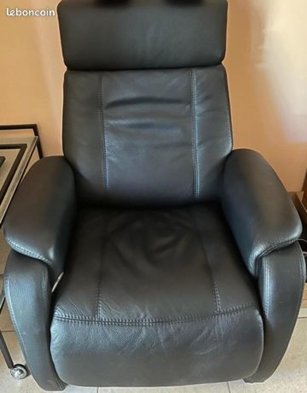 Fauteuil Relaxant Cuir Noir (inclinable) Meubles