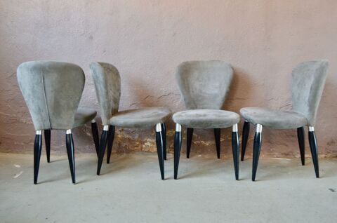 Set lot de 4 chaises design en cuir retourn� Daim design 220 Wintzenheim (68)