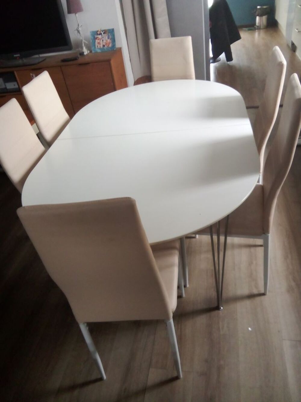Sublime Ensemble Salle &agrave; Manger : Table Ovale &amp; 6 Chaises Meubles