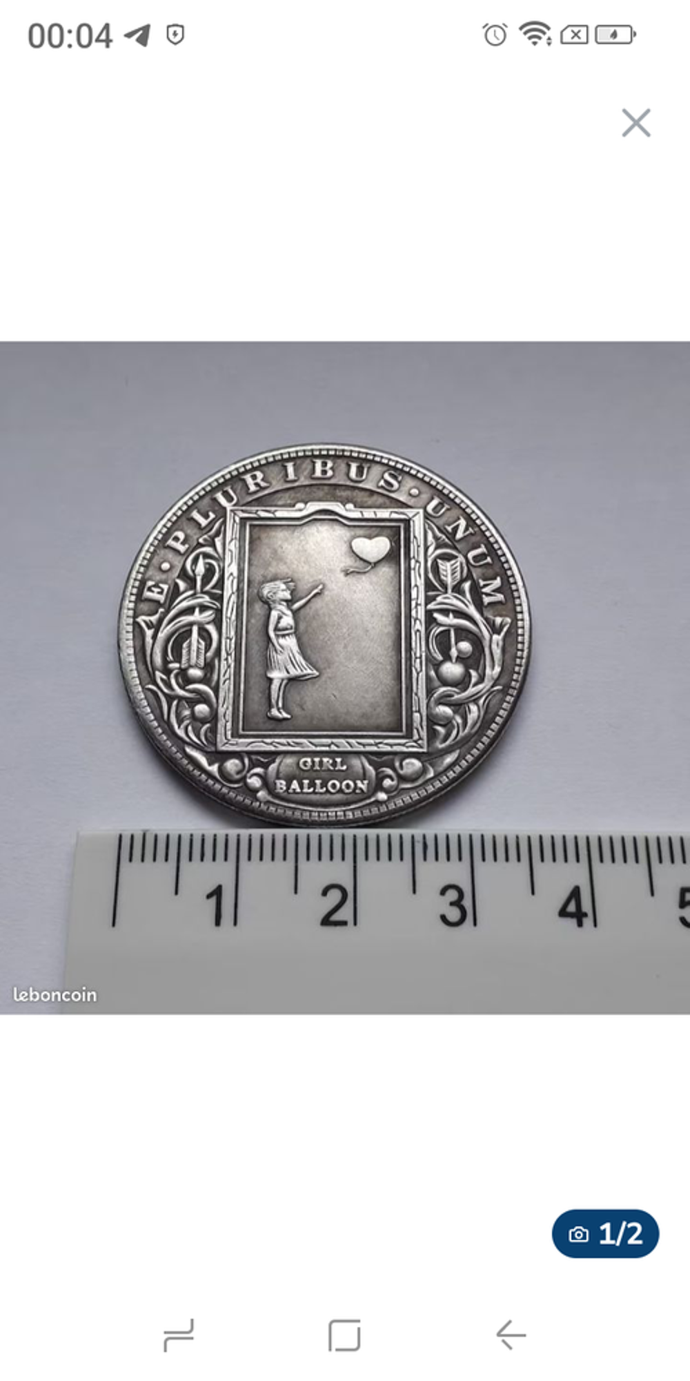 Pi&egrave;ce de monnaie reproduction Banksy petite fille au ballon 