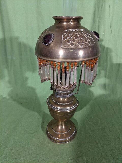 LAMPE  PTROLE PARISIENNE BRONZE ou LAITON PATIN avec abat 45 Marseille 13 (13)