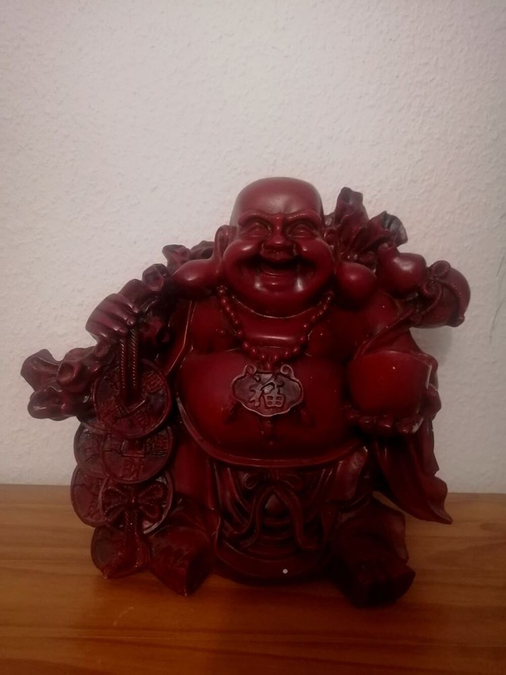 Statuette Bouddha rieur en r&eacute;sine - Hauteur 28 cm Décoration