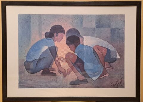 Lithographie  Les enfants au damier  de Louis Toffoli 0 Cagnes-sur-Mer (06)