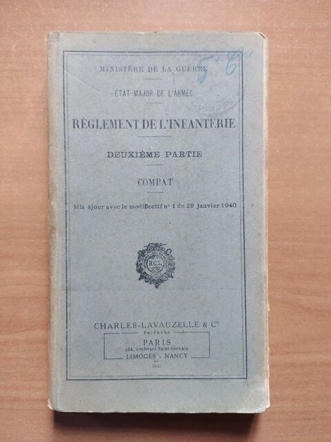 Livre Règlement de l'Infanterie Lavauzelle 4ème BCP 35 Loches (37)