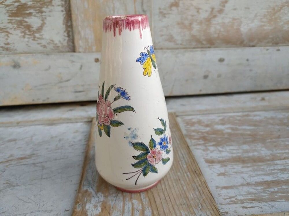 Vase Soliflore D&eacute;cor Fleurs Insectes &Eacute;mile Tessier Malicorne Décoration