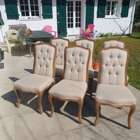 Lot de 6 chaises de salle  manger - chne massif et tissus. 550 Boucau (64)