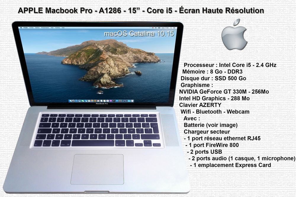 Apple MacBook Pro 15&quot; A1286 Intel Core i5 2.4 GHz RAM 8Go Matriel informatique