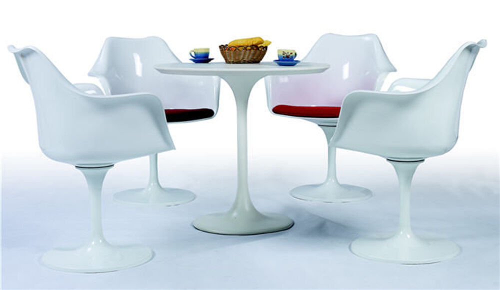 Table design Saarinen Tulip blanche diam&egrave;tre 80 cm Meubles