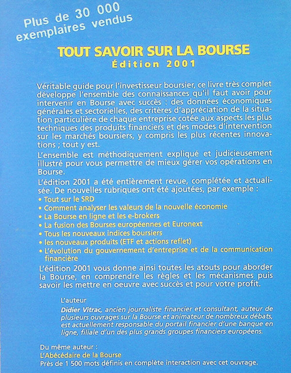 TOUT SAVOIR SUR LA BOURSE de Didier Vitrac (Trading, Sicav, Livres et BD