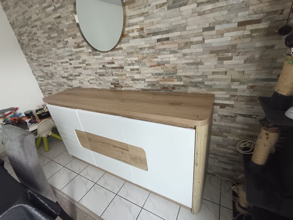 Buffet / Bahut moderne blanc et bois - Excellent &eacute;tat Meubles