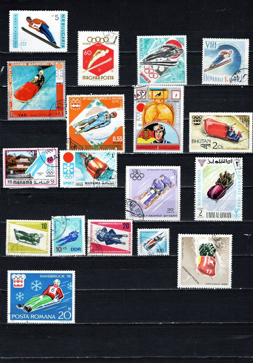 lot de 58 timbres du MONDE sur les SPORTS de GLISSE 