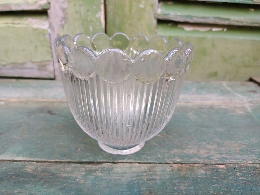Ancienne Tulipe en verre Holophane Lampe Suspension Décoration