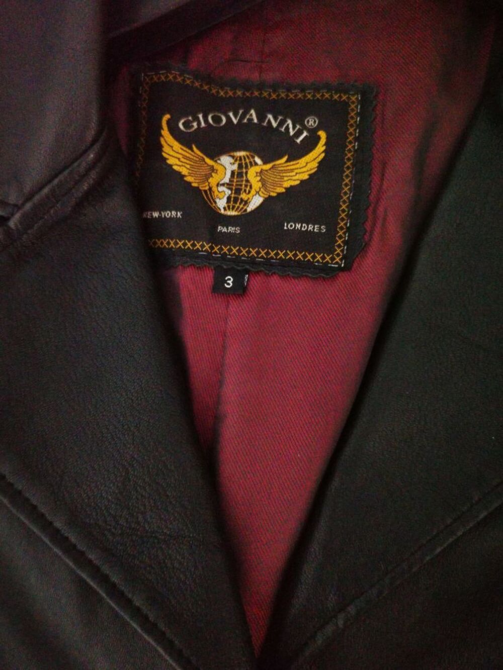 Veste en cuir v&eacute;ritable de marque GIOVANNI Vêtements