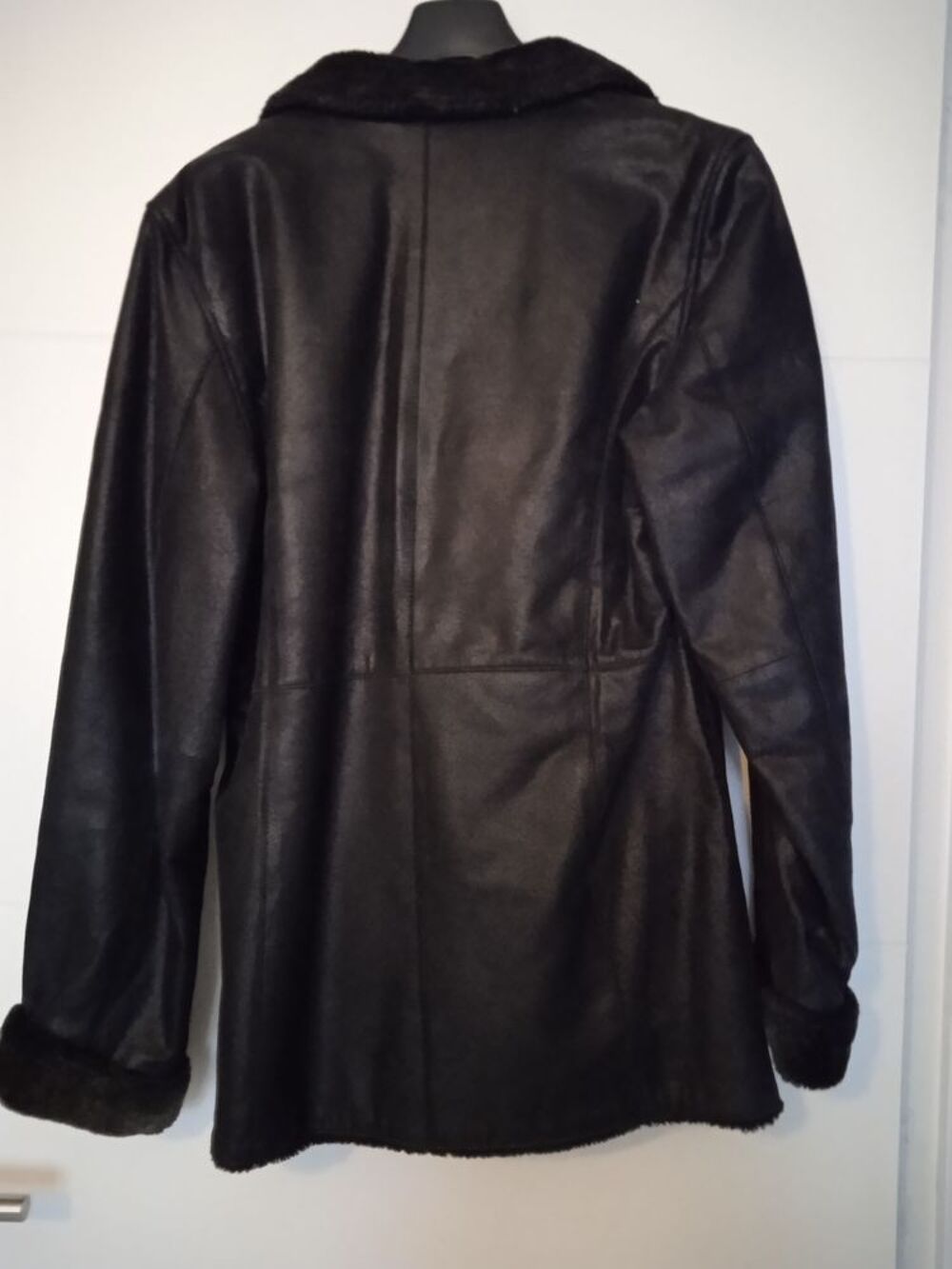  Veste 3/4 cuir vieilli - noir Vêtements