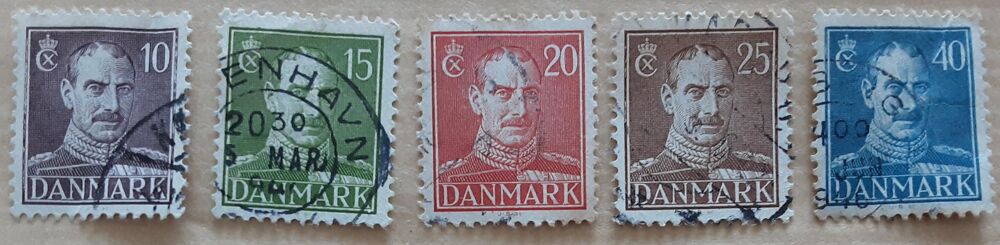 5 timbres &agrave; collection DANEMARK 