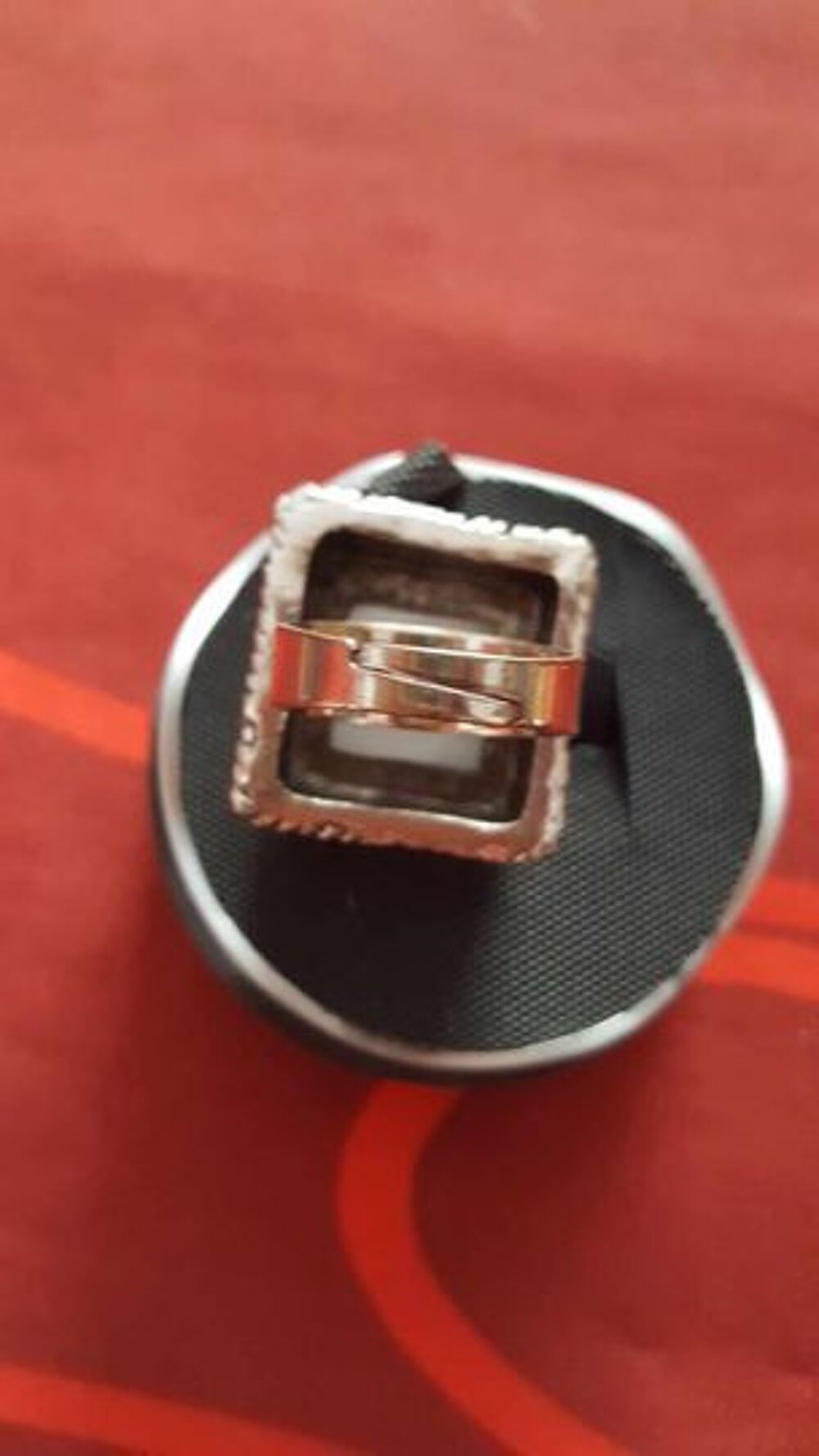 Bague carr&eacute;e tress&eacute;e ciel gris r&eacute;glable artisanale N&deg;1303 Bijoux et montres