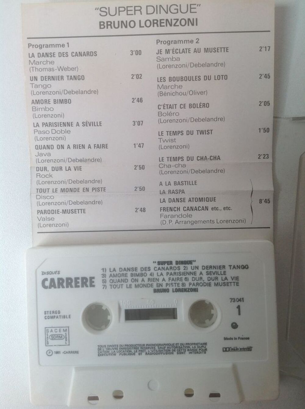 BRUNO LORENZONI SUPER DINGUE K7 AUDIO Envoi Possible
CD et vinyles