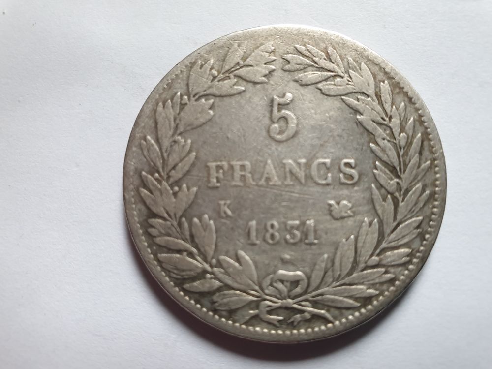 Pi&egrave;ce 5 francs 1831 k (Bordeaux) argent 