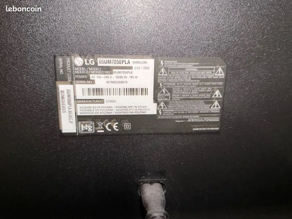 T&eacute;l&eacute;vision LG 4K UHD 65 pouces Photos/Video/TV