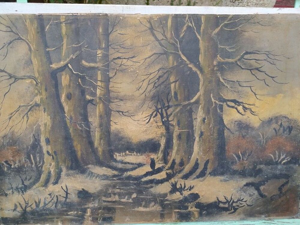 Tableau Paysage For&ecirc;t Sous-Bois Clairi&egrave;re Sign&eacute; Décoration
